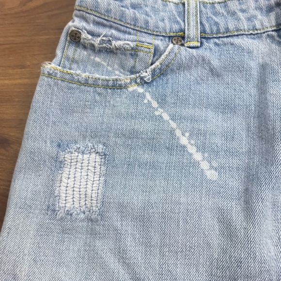 Y2K Mini Skirt Distressed Sz 3 Fade Wash 5 Pocket - Picture 6 of 6